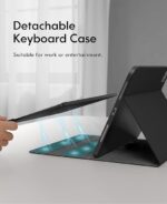 TUFF-LUV Pro-Elite Bluetooth Clam Shell keyboard Shell Case with Touchpad for Apple iPad Pro 12.9" 2018-2021 (Pen holder & Backlit Keyboard) - Black - Image 5