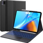 TUFF-LUV Pro-Elite Bluetooth Clam Shell keyboard Shell Case with Touchpad for Apple iPad Pro 12.9" 2018-2021 (Pen holder & Backlit Keyboard) - Black