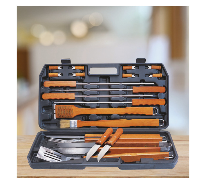 Alva Wooden BBQ Tool Set 21 Piece
