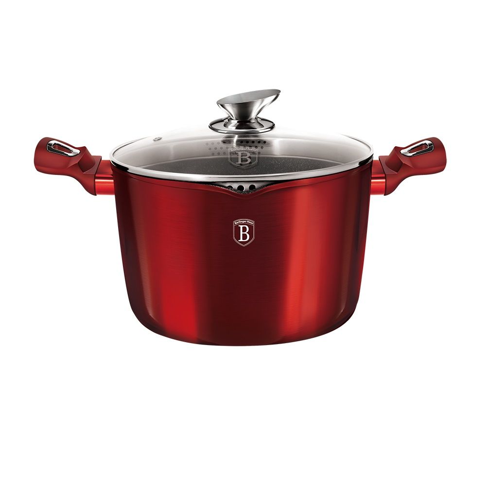 49745187-1A-zoom.jpgtakealot-46872240-1.jpg Berlinger Haus 24cm Marble Coating Stock Pot with Lid Burgundy Metallic - Image 1