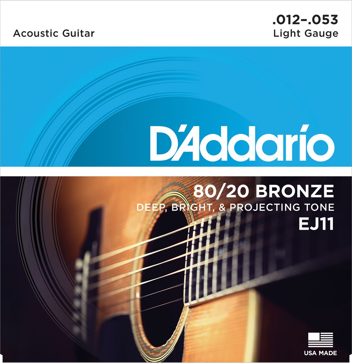 D'Addario EJ11 80/20 Bronze Round Wound Acoustic Guitar Strings 012-053 D'Addario EJ11 80/20 Bronze Round Wound Acoustic Guitar Strings 012-053