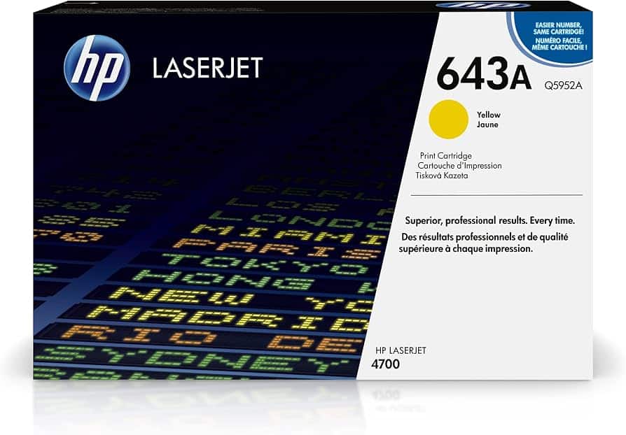 71AVl4IX8GL._AC_UF8941000_QL80_.jpg Original HP 643A Yellow LaserJet Toner Cartridge (Q5952A) for HP Color LaserJet 4700, 4700dn, 4700dtn, 4700n & 4700ph+ Printers - Image 1