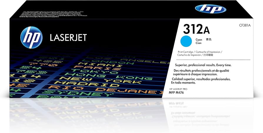 71TnksR4UsL._AC_UF8941000_QL80_.jpg Original HP 312A Cyan LaserJet Toner Cartridge (CF381A) for HP Color LaserJet Pro MFP M476dn, M476dw & M476nw Printers - Image 1