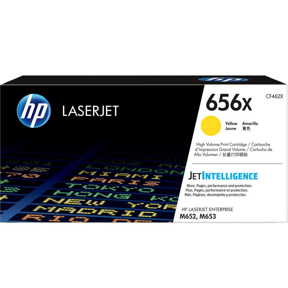 CF462X.jpg Original HP 656X Yellow High Yield LaserJet Toner Cartridge (CF462X) for HP Color LaserJet Enterprise M653, M681 & M682 Series Printers - Image 1