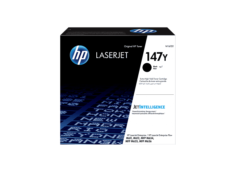 HP-147Y-Black-Extra-High-Yield-Toner-Cartridge-W1470Y-W1470-00906a-EMEA_M1752983.png Original HP 147Y Black Extra High Yield LaserJet Toner Cartridge (W1470Y) for HP LaserJet Enterprise M611, M612, M635 & M636 Series Printers - Image 1