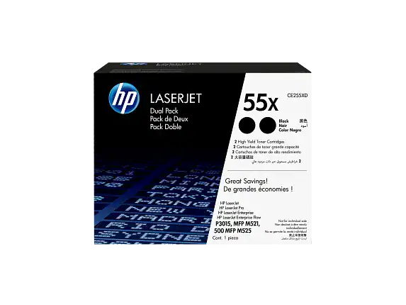 HP-55X-Dual-Pack-Black-High-Yield-Toner-Cartridges-CE255XD-CE255-00905c-WW_M1806192.webp HP 55X (CE255X) Original High Yield Black LaserJet Toner Cartridge | 12,500-Page Yield - Image 1