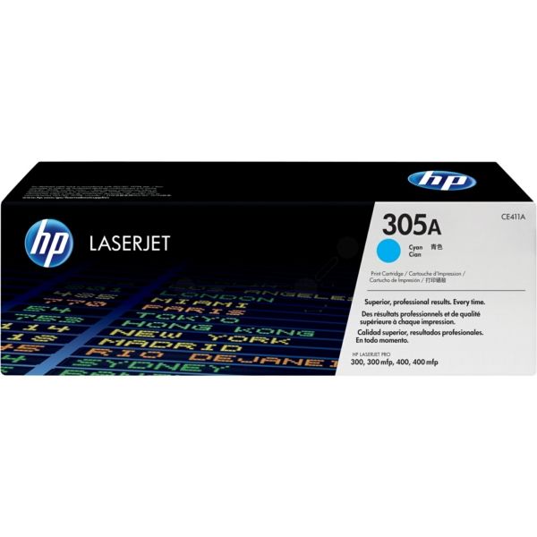 HPCE411A_0.jpg HP 305A Cyan Original LaserJet Toner Cartridge,2,600 pages - Image 1
