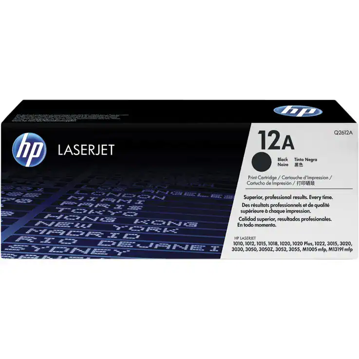 Q2612A_1.webp Original HP 12A Black LaserJet Toner Cartridge (Q2612A) for HP LaserJet 1010, 1012, 1015, 1018, 1020, 1022, 3015, 3020, 3030, 3050, 3052 & 3055 Printers - Image 1