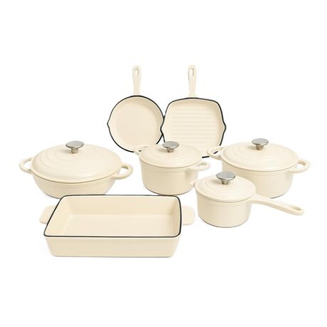 TA-PLID101813070.jpg Eleven -Piece Enamel Cast Iron Casserole Cookware Set - Image 1