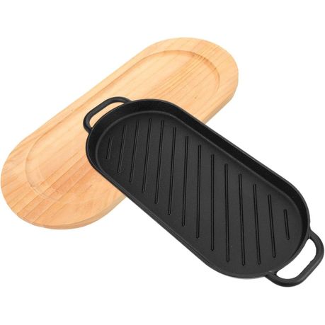 TA-PLID102722461.jpg Cast Iron with Wood Base Frying Pan - Image 1
