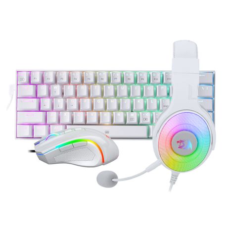 TA-PLID90082202.jpg Redragon 3in1 RGB Gaming Combo Keyboard Mouse Headset - White - Image 1