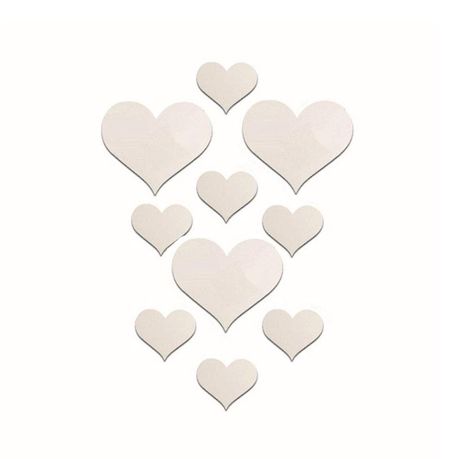 TA-PLID95900564.jpg 10 Piece Set Silver Heart Shaped Mirror Wall Stickers - Image 1