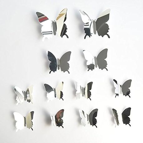 TA-PLID95932709.jpg 3D Butterfly Shaped Mirror Wall Sticker - 12 Piece - Image 1