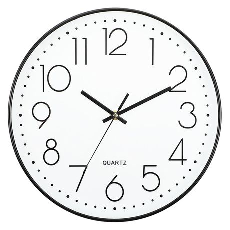TA-PLID98433253.jpg Black-White Plastic Battery Powered Analogue Wall Clock - Image 1