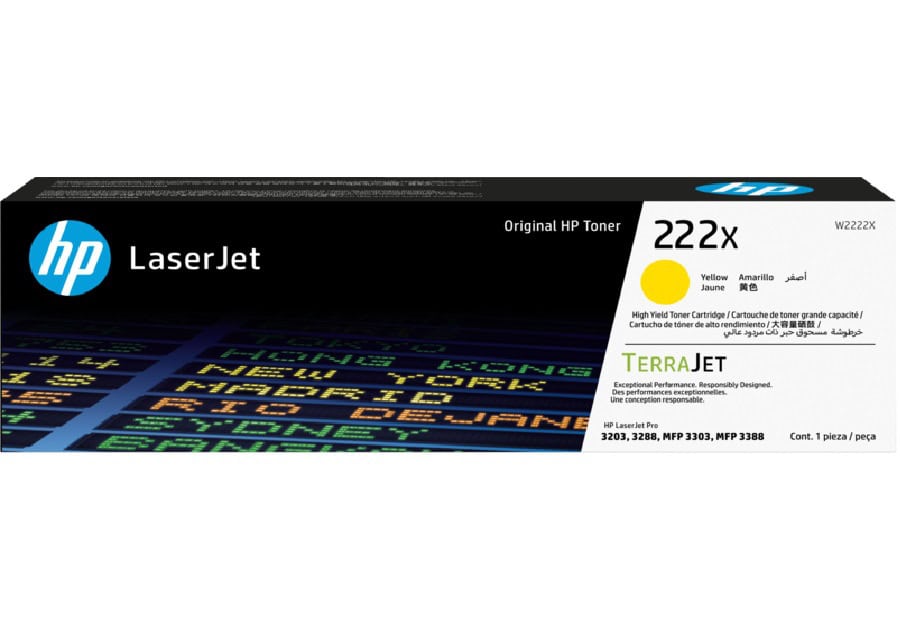 W2222X.jpg Original HP 222X Yellow High Yield LaserJet Toner Cartridge (W2222X) for HP Color LaserJet Pro 4201 & MFP 4301 Series - Image 1