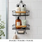 Bathroom Basics Bamboo Shower Caddy Black and Brown - Image 2