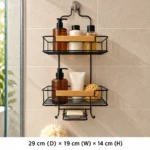 Bathroom Basics Bamboo Shower Caddy Black and Brown - Image 3