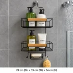 Bathroom Basics Bamboo Shower Caddy Black and Brown - Image 4