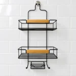 Bathroom Basics Bamboo Shower Caddy Black and Brown