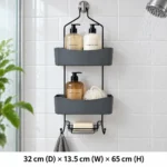 Bathroom Basics 3-Tier Shower Caddy Grey - Image 2