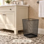 Bathroom Basics Square Waste Paper Basket Black - Image 3