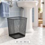 Bathroom Basics Square Waste Paper Basket Black - Image 2