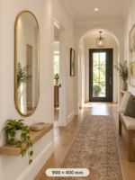 Design House Oval Pill Framed Mirror 900 x 400 mm Gold Finish - Image 3