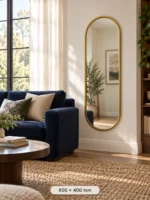 Design House Oval Pill Framed Mirror 900 x 400 mm Gold Finish - Image 2