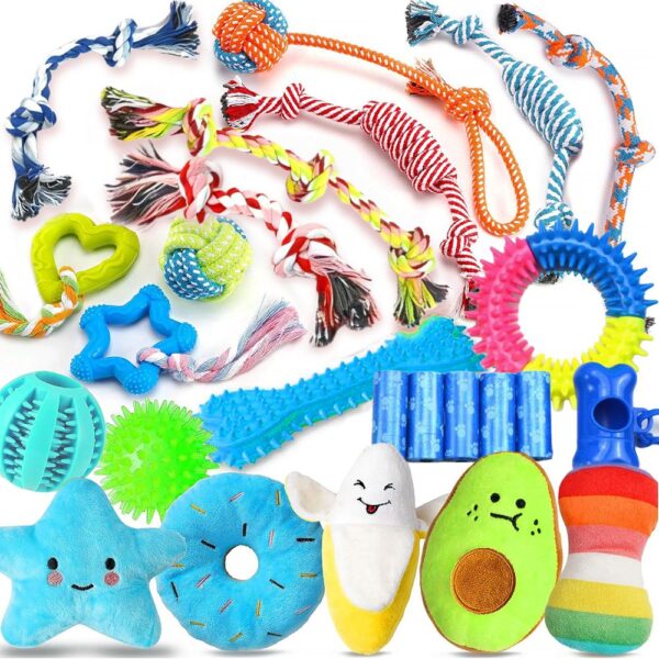 25 Pack Luxury Dog Chew Toys for Puppy, Dog Toys with Squeaky Puppy Toys