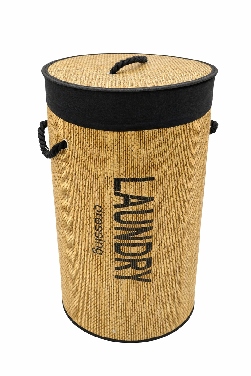 Tall Woven Laundry Basket with Lid and Rope Handles Tall Woven Laundry Basket with Lid and Rope Handles