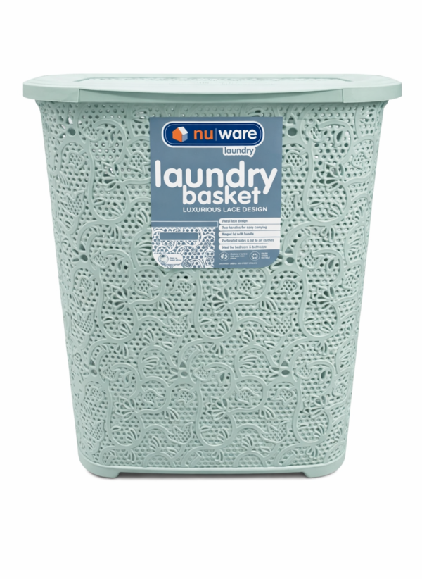 nuware - Elegant Lace Laundry Basket : 45Lt Sage Green