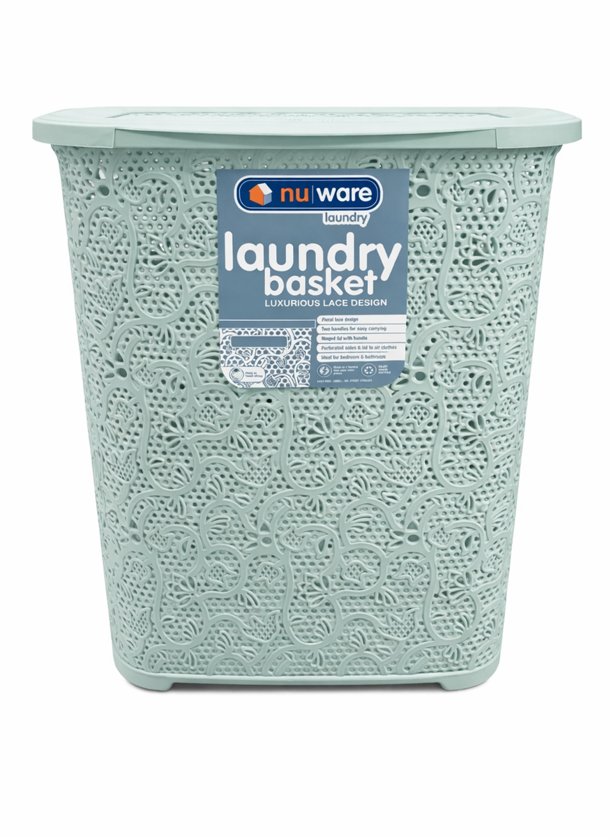 nuware - Elegant Lace Laundry Basket : 45Lt Sage Green nuware - Elegant Lace Laundry Basket : 45Lt Sage Green