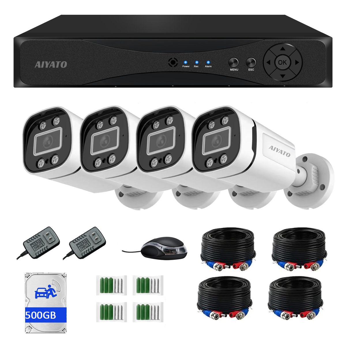 Aiyato Security Camera System Kit 4 Channel 1080P AHD Camera with 500GB HDD Aiyato Security Camera System Kit 4 Channel 1080P AHD Camera with 500GB HDD