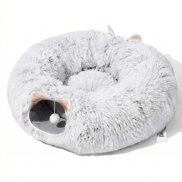 Topika Large Cat Donut Tunnel Warm And Cosy Design Plush Cave Detachable