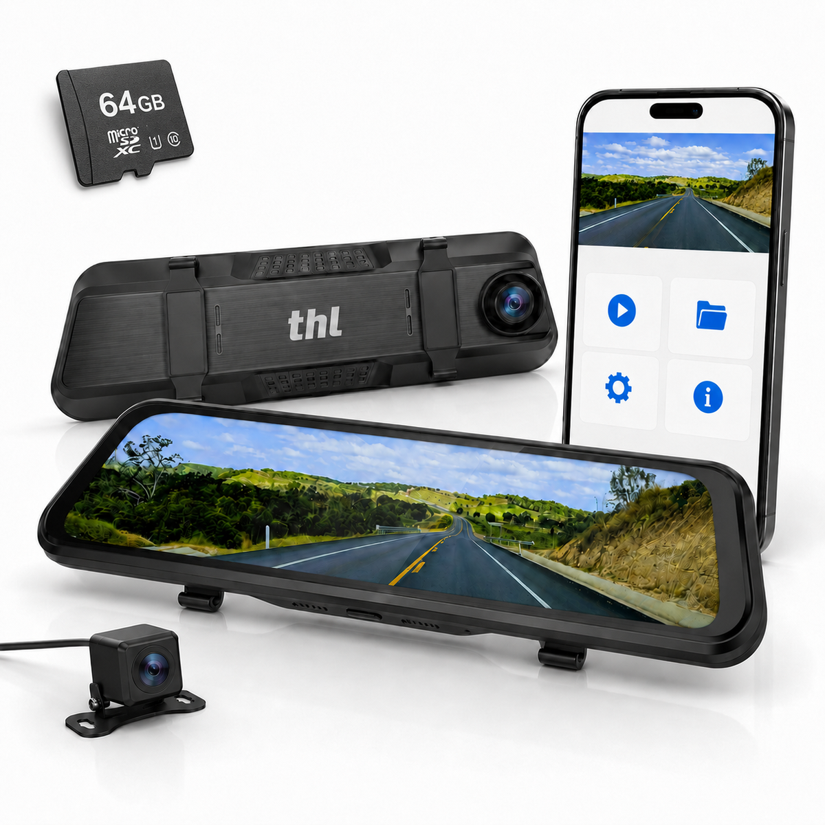 thl 4K Dash Cam Front & 1080P Rear, 9.66" Touch Screen Car Camera, G-Sensor thl 4K Dash Cam Front & 1080P Rear, 9.66" Touch Screen Car Camera, G-Sensor