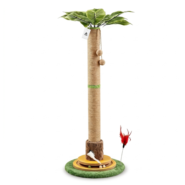 Topika Cat Scratching Tree 114cm Tall, Sisal Scratcher with Toys