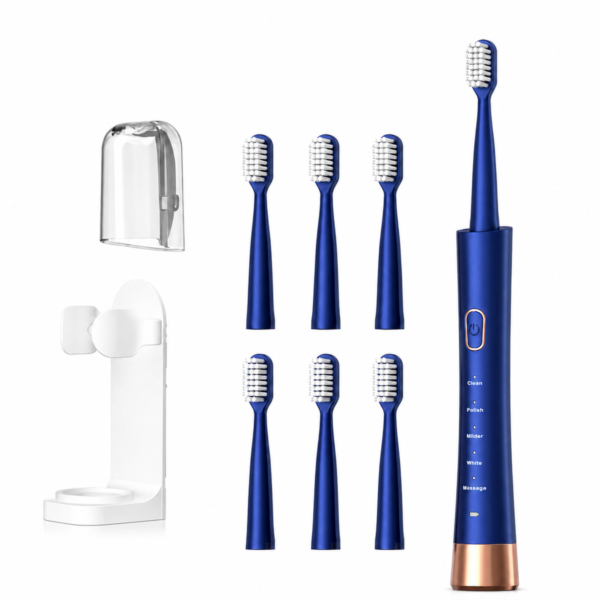 USB Rechargeable Sonic Toothbrush with 6 Brush Heads,Holder