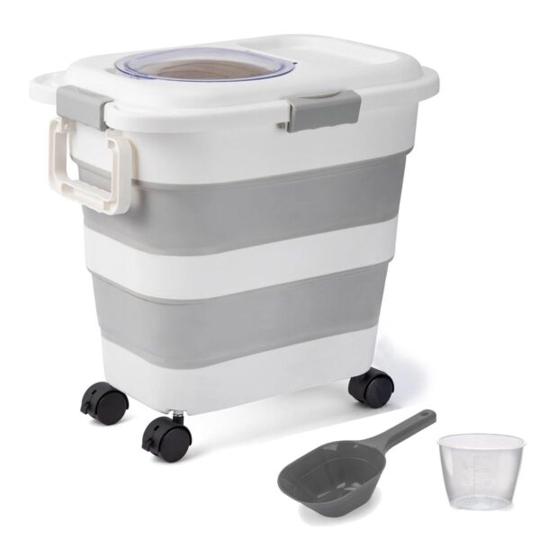 45Lbs Collapsible Pet Food Storage Container with Scoop & Measuring Cup