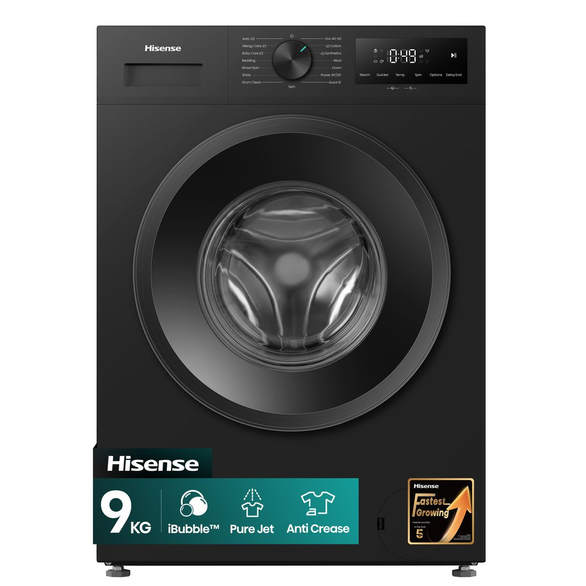 Hisense 9kg Front Loader Washing Machine with Inverter - Titanium Grey Hisense 9kg Front Loader Washing Machine with Inverter - Titanium Grey