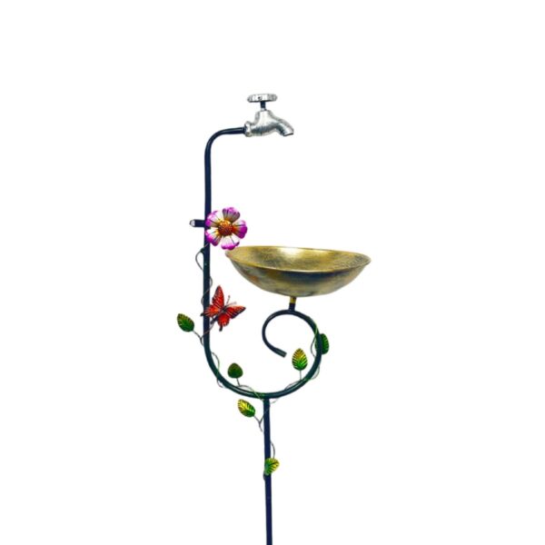 Bird Feeder Bath Ornamental Stake Bird Feeder Garden Vintage Faucet Style