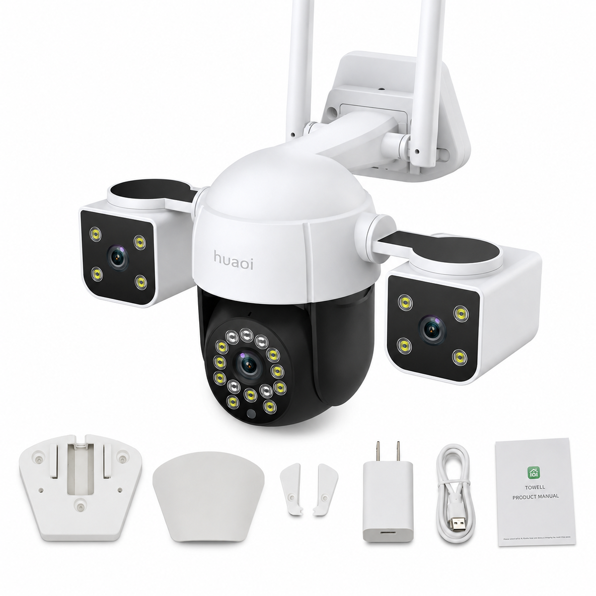 HUAOI 15MP Triple Lens Outdoor WiFi Security Camera, 360 View HUAOI HUAOI 15MP Triple Lens Outdoor WiFi Security Camera, 360 View HUAOI
