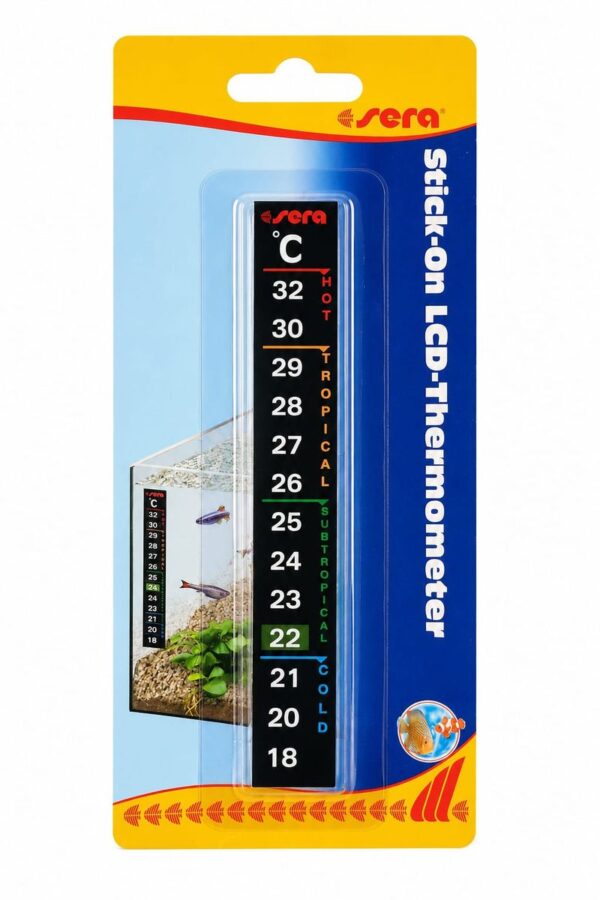 Sera Stick-On LCD Aquarium Thermometer - Temperature Gauge (18 C-32 C)
