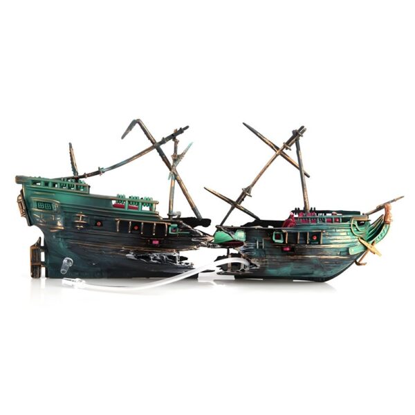 Aquarium Shipwreck Decorations, Air Bubbler Sunken Ship Resin Ornament