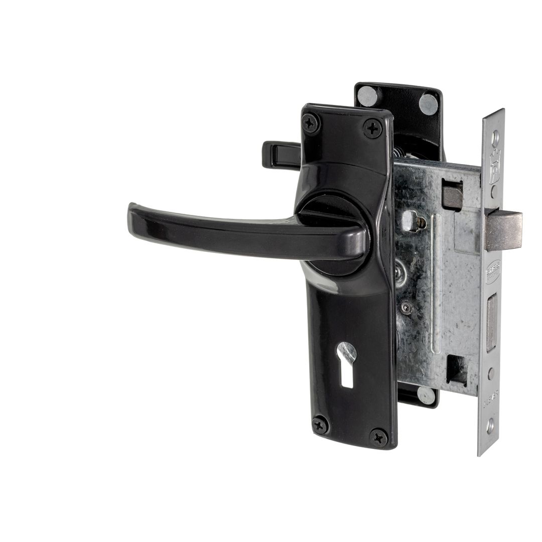 FORT KNOX Mortise Lockset: 2-Lever Lock & Econo Black Handles 6" FORT KNOX Mortise Lockset: 2-Lever Lock & Econo Black Handles 6"