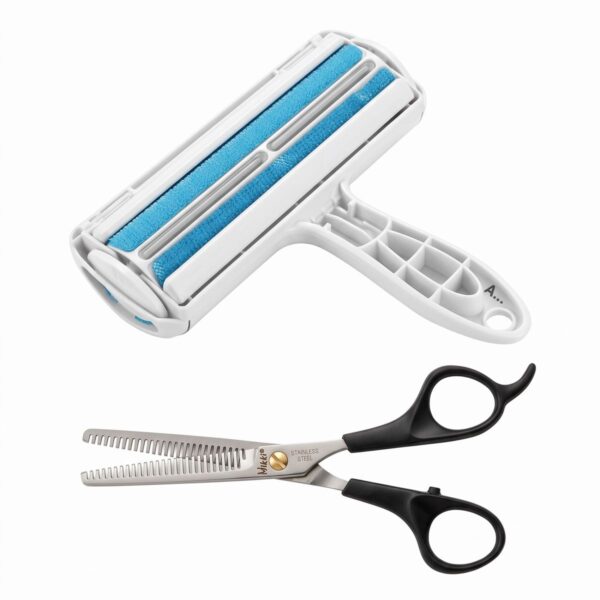 Reusable Pet Hair Remover Roller with Pet hair trimming Scissors Combo