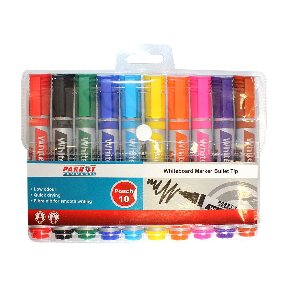 Parrot Whiteboard Marker Bullet Tip - Assorted (Pack of 10) Parrot Whiteboard Marker Bullet Tip - Assorted (Pack of 10)