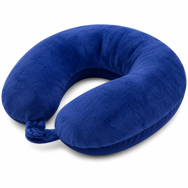 Marco Microbeads Travel Pillow - Plush Neck Support with Secure Clip - Blue