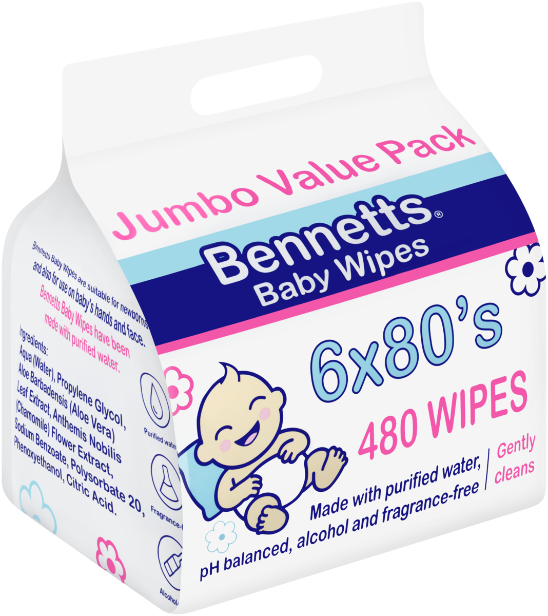 Bennetts Jumbo Value Pack Wipes 6 x 80's Bennetts Jumbo Value Pack Wipes 6 x 80's