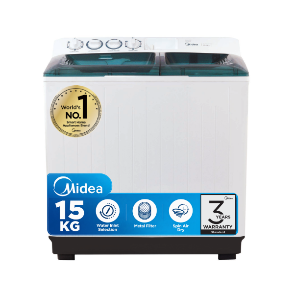 Midea 15kg Twin Tub Washing Machine - Pump Assisted - White