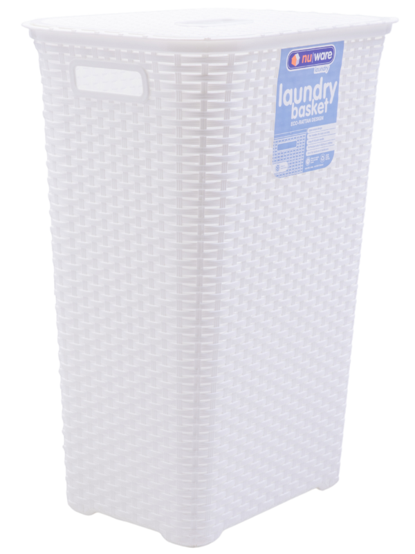 nuware Rattan Laundry Basket - White